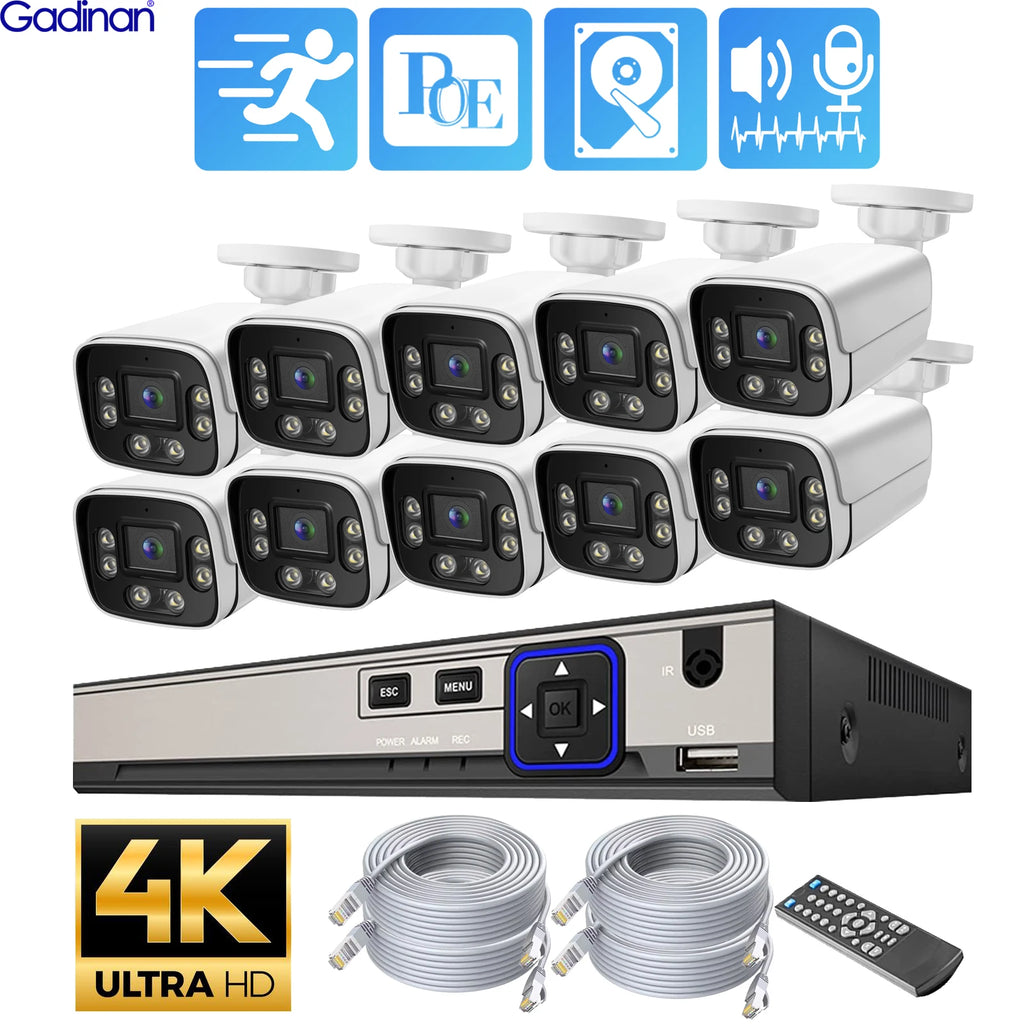 Gadinan Sistema de Cámaras de Seguridad 8MP PoE con Audio Bidireccional