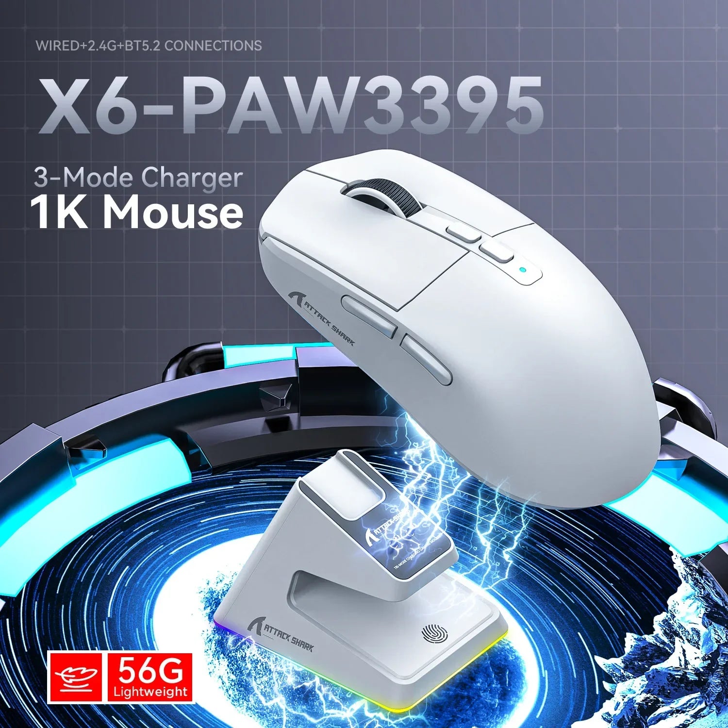 Attack Shark X6 Tri-Mode Wireless Mouse