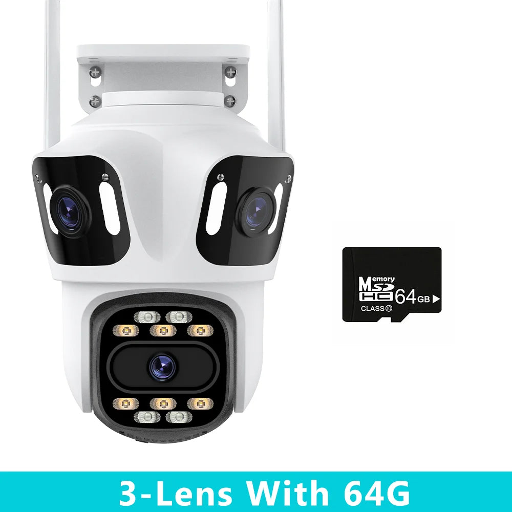 Three Lens PTZ IP Camera Outdoor HD Three Screen