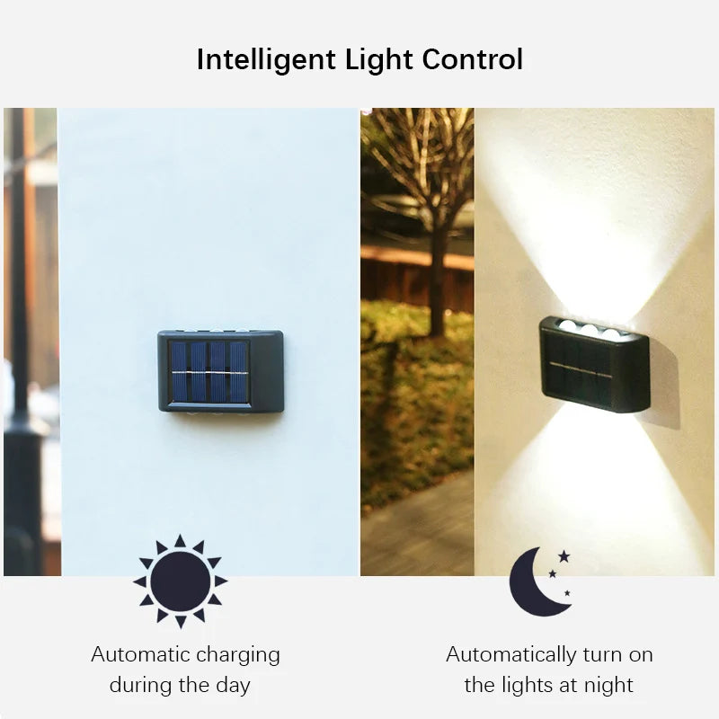 Lámpara de pared atmósfera al aire libre con panel solar 6LED