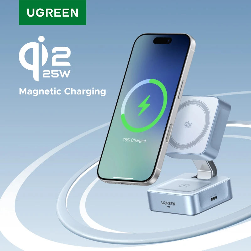 UGREEN Qi2 25W 15W Cargador Inalámbrico Magnético 2‑en‑1
