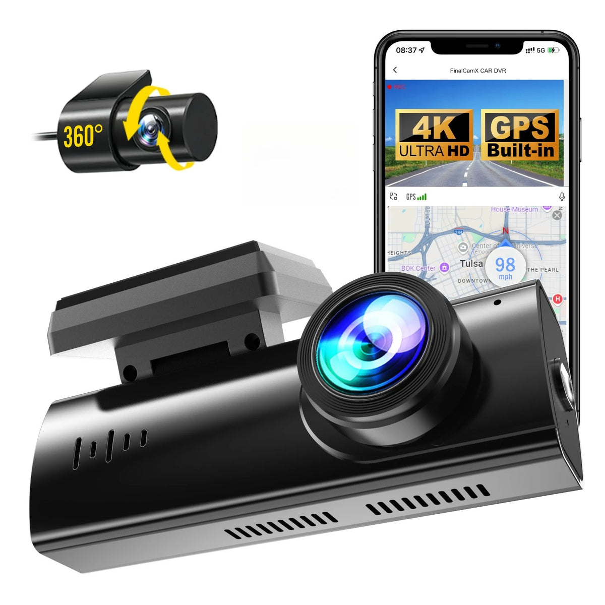 4K WiFi  Car Dash Cam Drive Recorder Front Rear