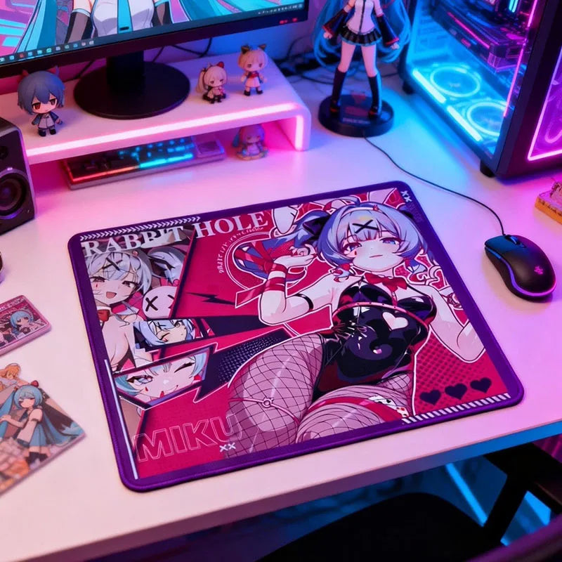 Hatsune Miku Large Mouse Pad Anime Gaming Desk Mat Non Slip Rubber Base Locked Edge Keyboard Mat for PC Gamer Fans Perfect Gifts