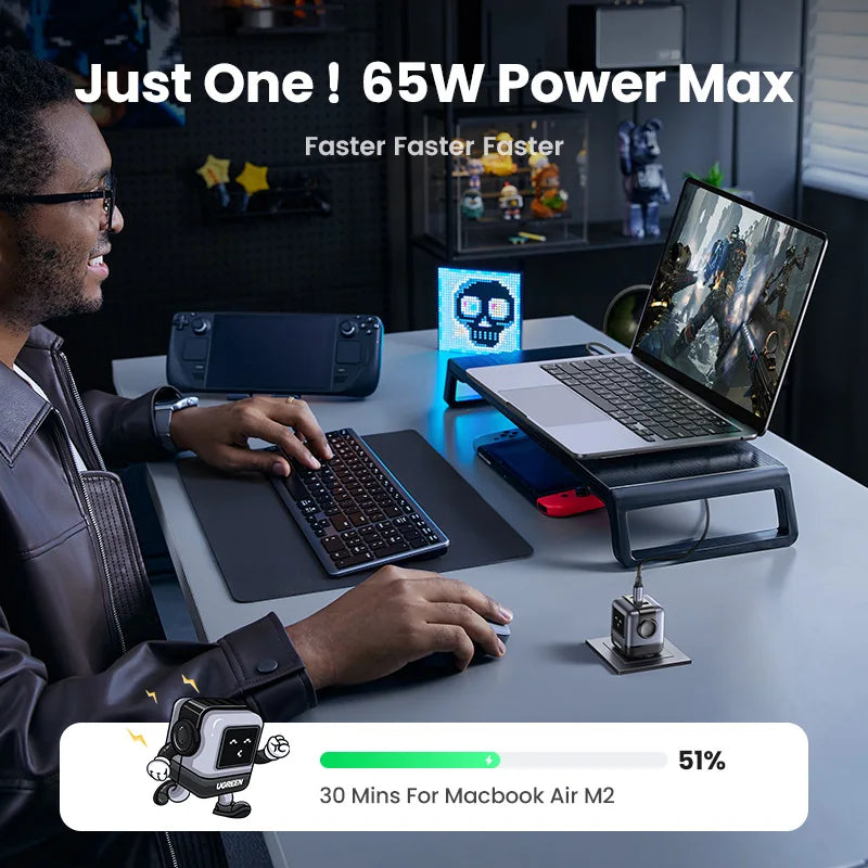 Cargador UGREEN 65W GaN Uno Robot