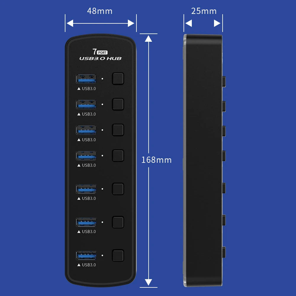 Multi hub RGB USB 3.0 Hub 7 Ports Data