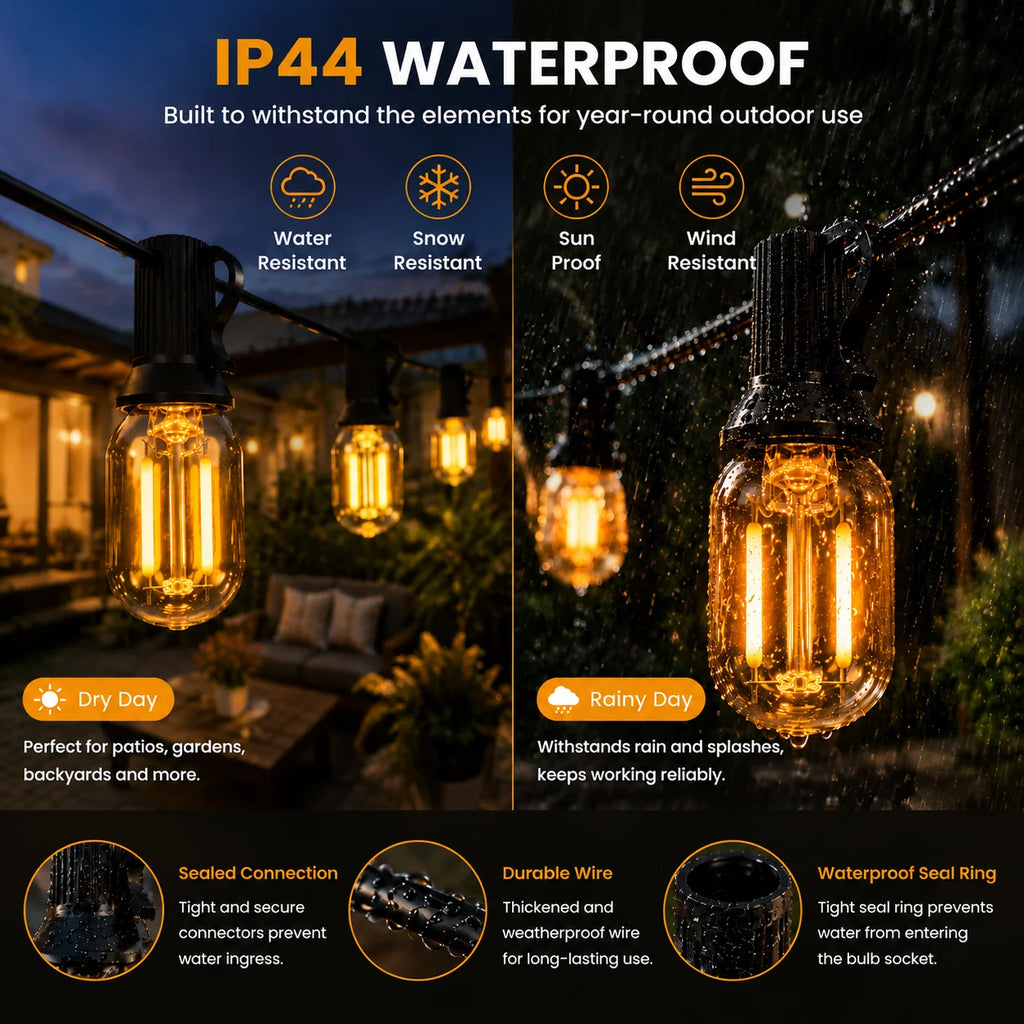 Guirnalda de luz solar al aire libre impermeable E12 vidrio
