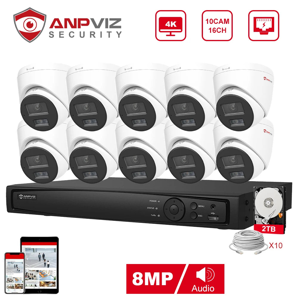 Anpviz Sistema CCTV 4K 16CH PoE con Cámaras 8MP