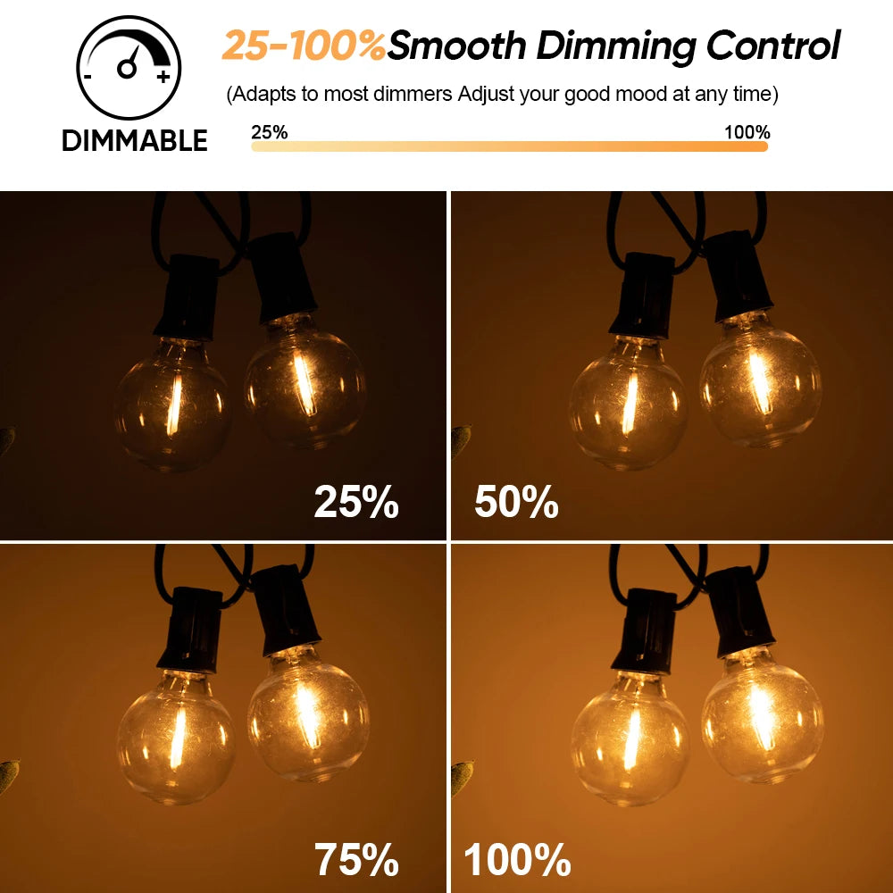Guirnalda de luz solar para exteriores G40 LED