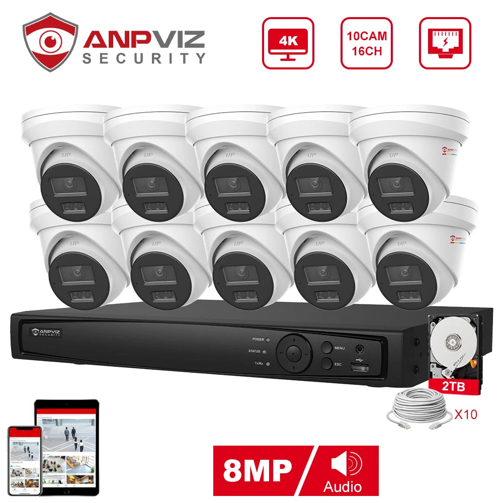Anpviz Sistema de Cámaras de Seguridad 16CH 4K PoE