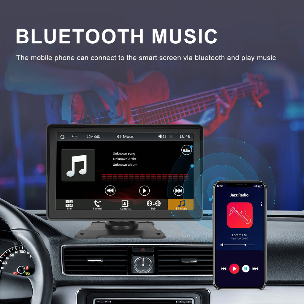 Pantalla Carplay & Android Auto 
Podofo 7''