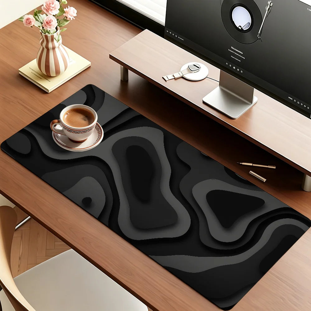 Black and grey abstract art pattern design Mouse Pad