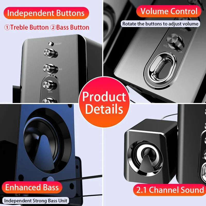 Computer Speakers Home Theater System PC Bass