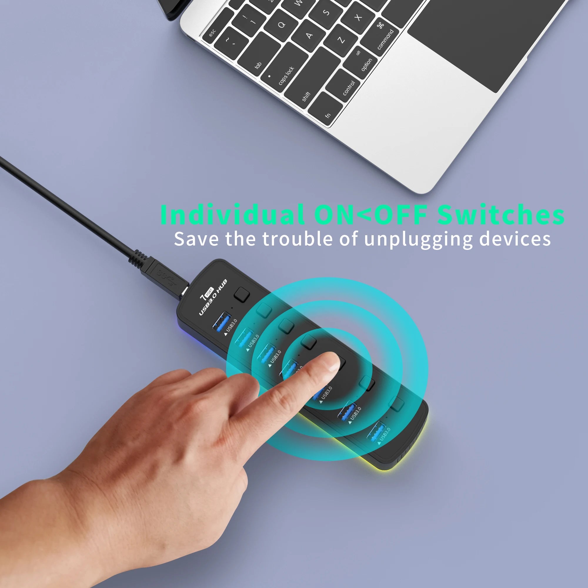 Multi hub RGB USB 3.0 Hub 7 Ports Data