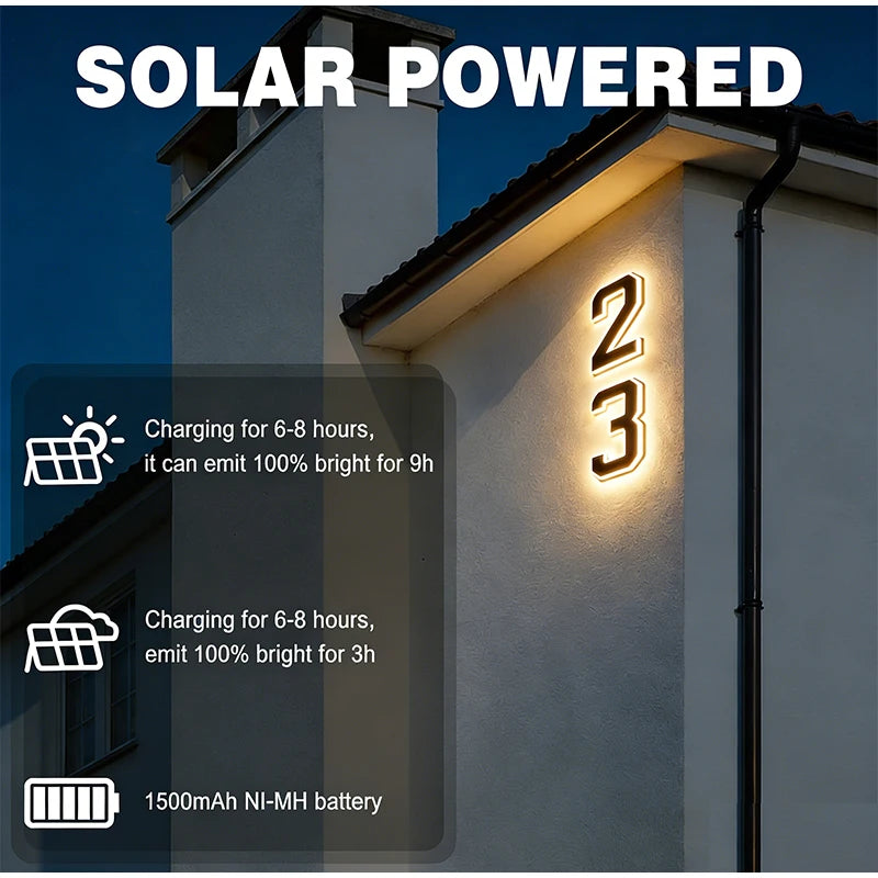 Luz LED Solar para Números de Casa Impermeable