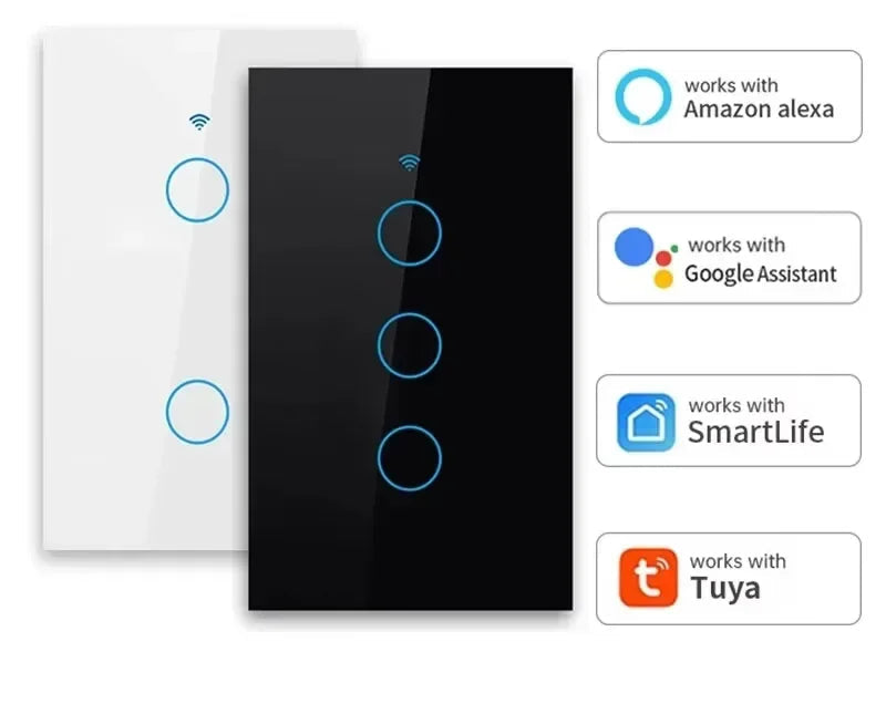 Tuya WiFi Smart Light Switch US Standard Glass Touch Control