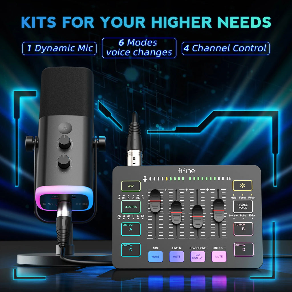 Micrófono FIFINE All-in-One Podcast Kit