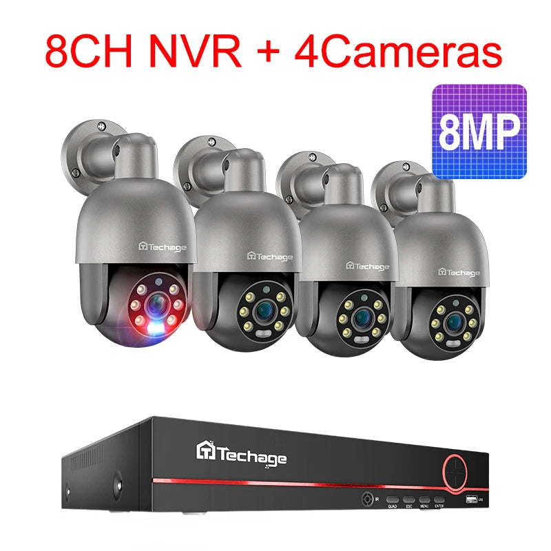 Techage Sistema de Cámaras de Seguridad 4K POE con PTZ