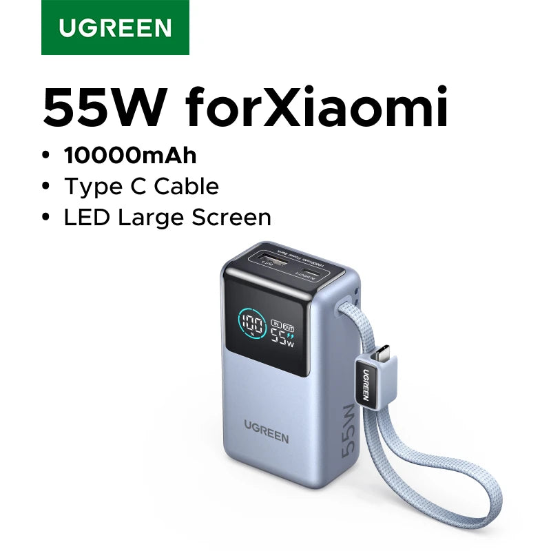 UGREEN Power Bank 55W 10000mAh con Cable Tipo C