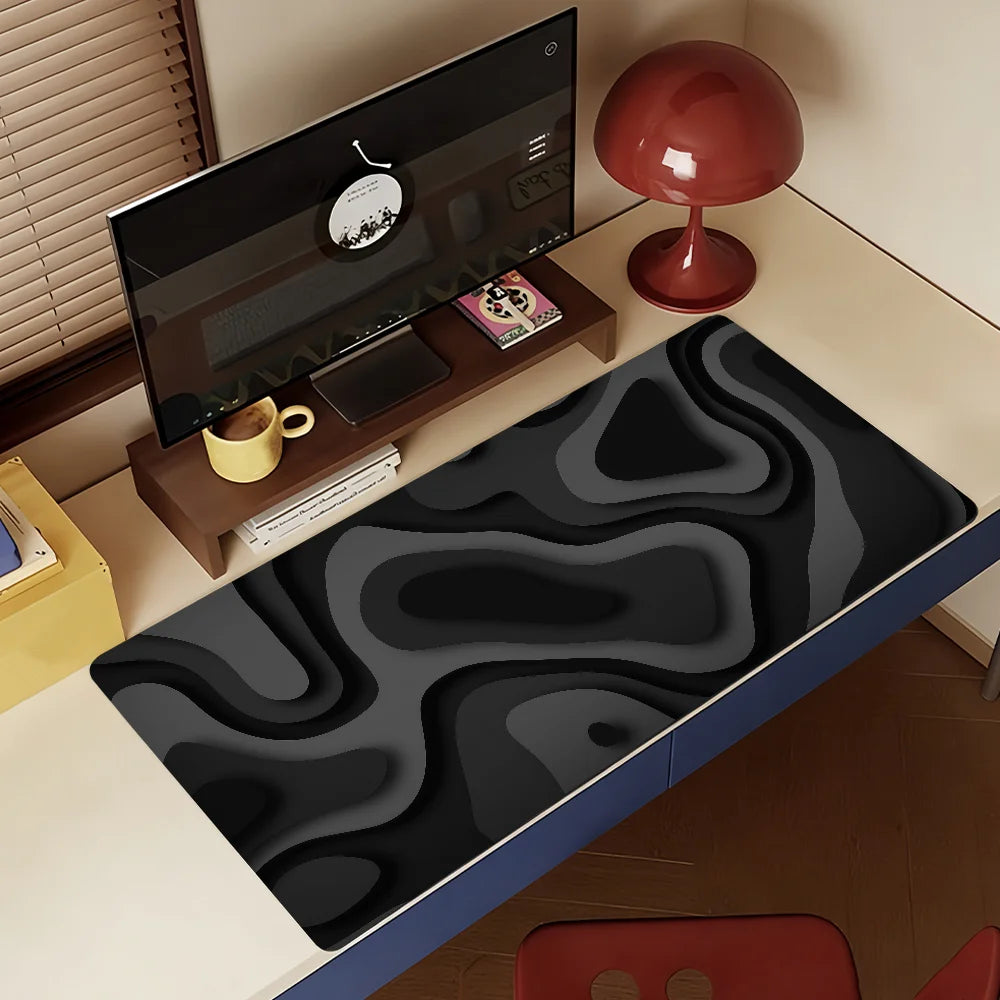 Black and grey abstract art pattern design Mouse Pad