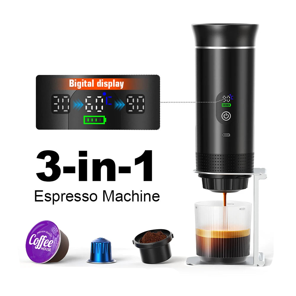 DENOKIN™ Cafetera Espresso Portátil 3‑en‑1