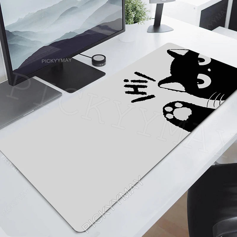 Gaming Mousepads Mousepad Black Cat Large Mouse Mat Office Desk Pads Non-Slip Rubber Gamer Mouse Pad Big Keyboard Mats