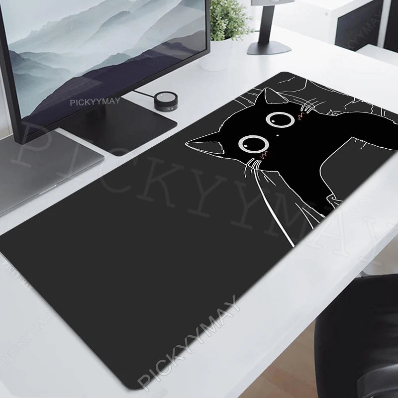 Gaming Mousepads Mousepad Black Cat Large Mouse Mat Office Desk Pads Non-Slip Rubber Gamer Mouse Pad Big Keyboard Mats