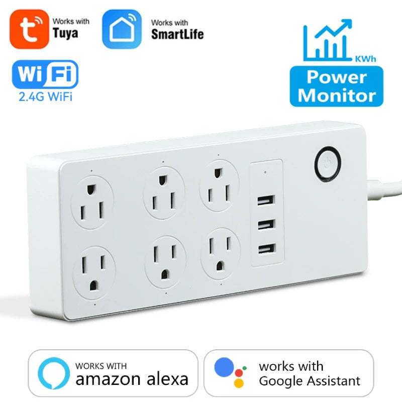 Tuya US Power Strip Wifi Smart Plug With Power