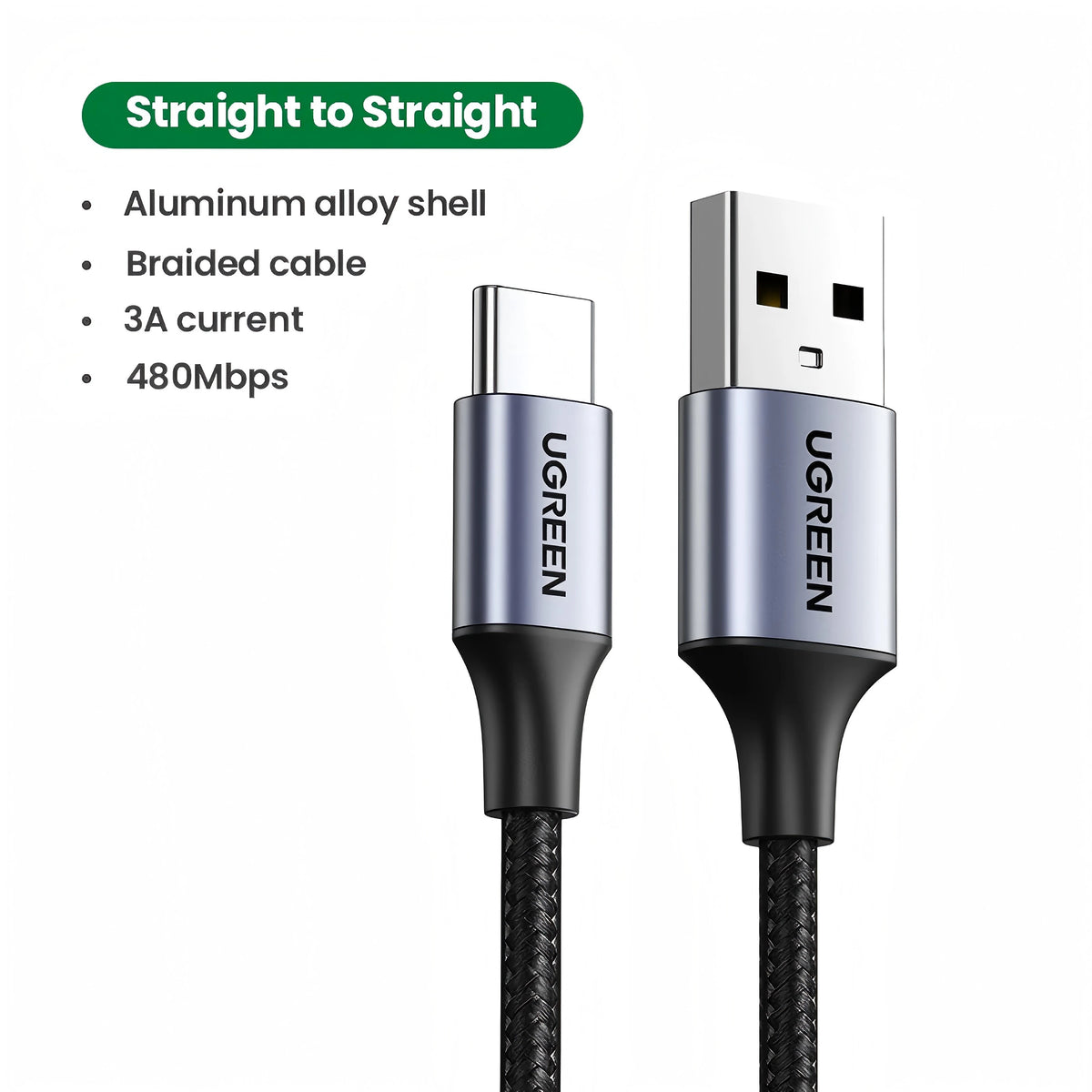UGREEN Cable USB A a USB‑C 90° 3A Trenzado