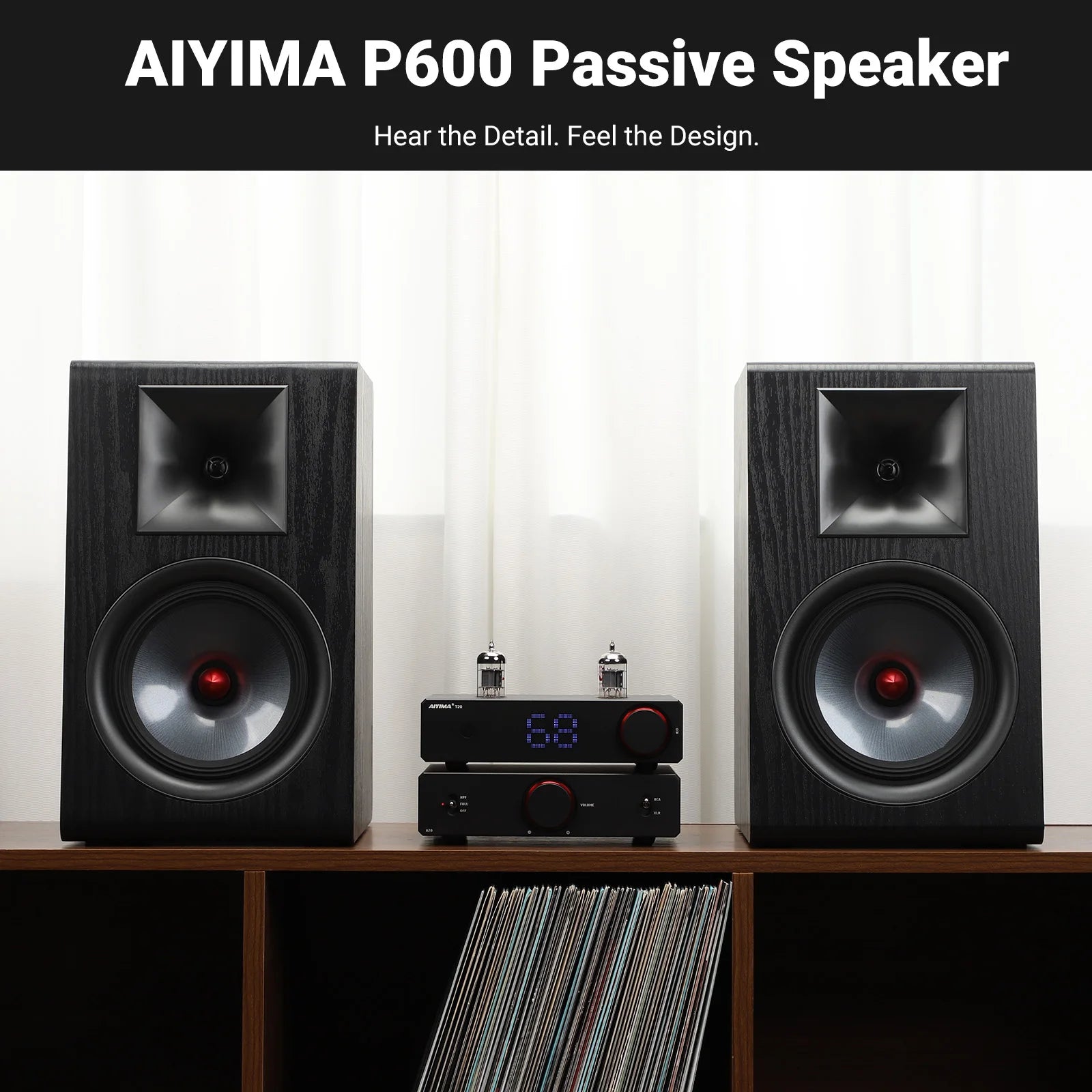 AIYIMA Upgraded P600 6.5 Inch Passive Speaker Wood Carbon Fiber Woofer Silk Bookshelf Speaker for Hifi A80 Amplifier Home