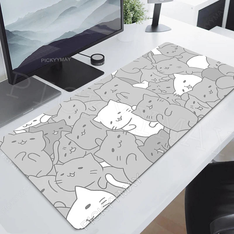 Gaming Mousepads Mousepad Black Cat Large Mouse Mat Office Desk Pads Non-Slip Rubber Gamer Mouse Pad Big Keyboard Mats
