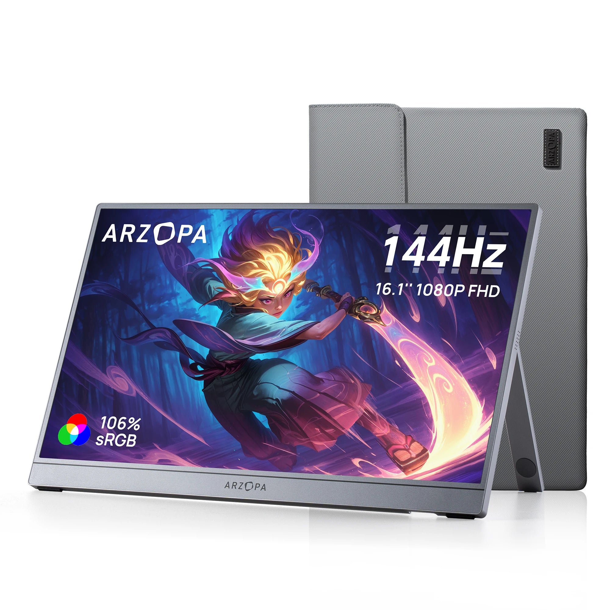 Monitor ARZOPA 16.1” Grey Portable 144 Hz