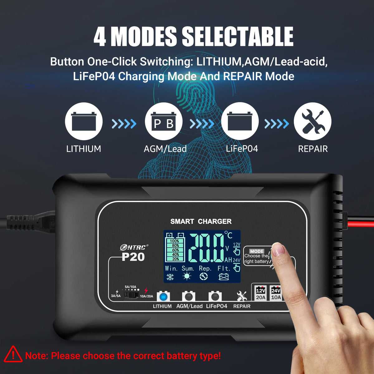 Cargador para Batería de Auto HTRC 12v