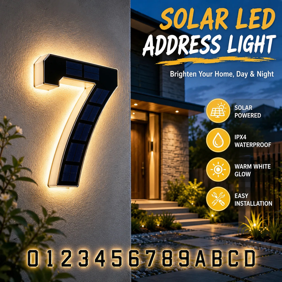 Luz LED Solar para Números de Casa Impermeable