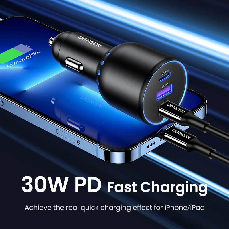 Cargador Rápido de Auto UGREEN 130W USB C