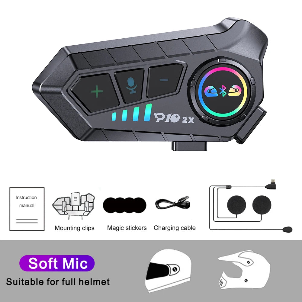 Intercomunicador para motocicleta KEBIDUMEI 1/2x IPX6
