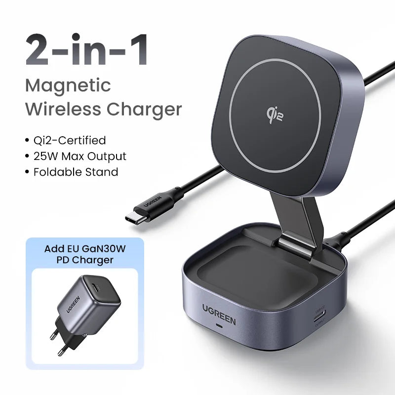 UGREEN Qi2 15W Soporte Cargador Inalámbrico Magnético