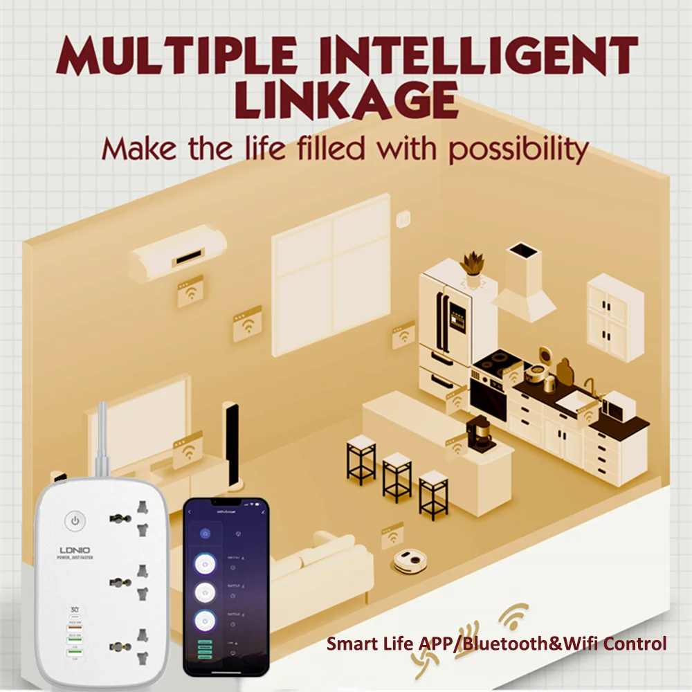 LDNIO Power Strip Wifi Smart Socket UK/US/EU