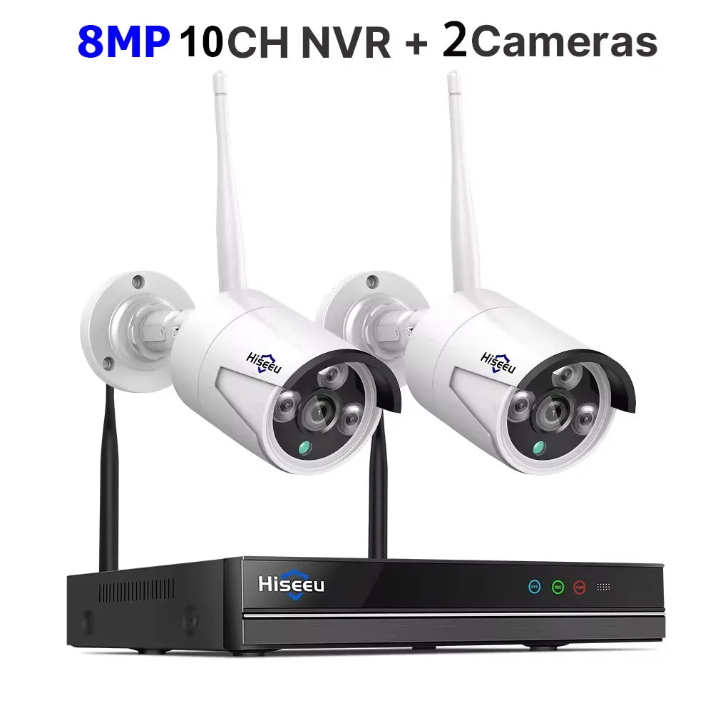 Hiseeu 3/5/8MP Sistema de Cámaras WiFi con NVR 10CH