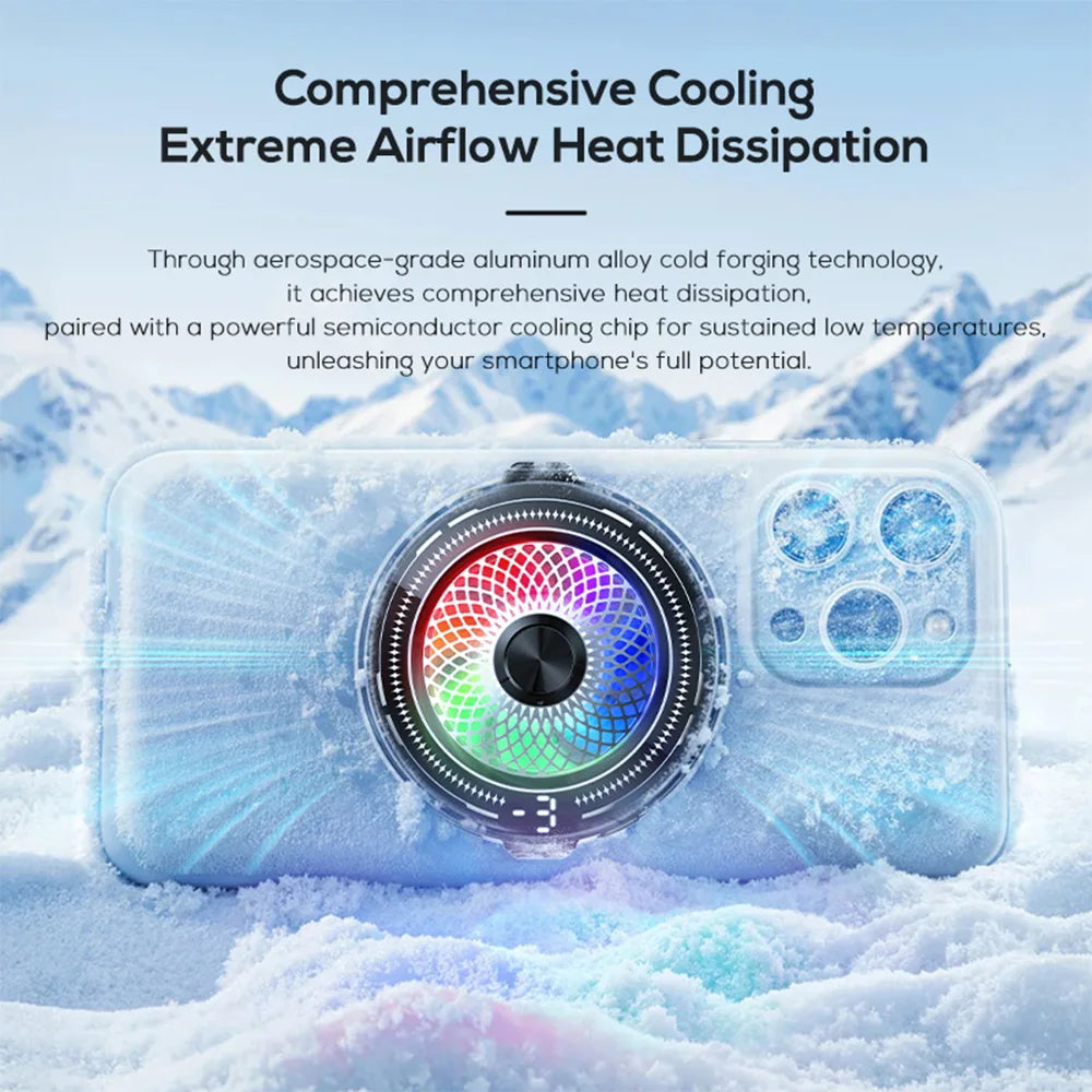 15W Magnetic Clip-on Semiconductor Phone Cooler With Digital Display Light Three-speed Adjustable AI Mobile Ice Cooling Radiator