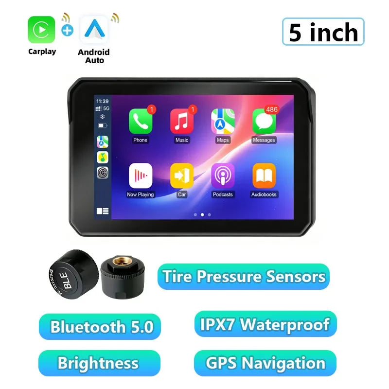 Pantalla Carplay & Android Auto Portable 5" para Motocicleta