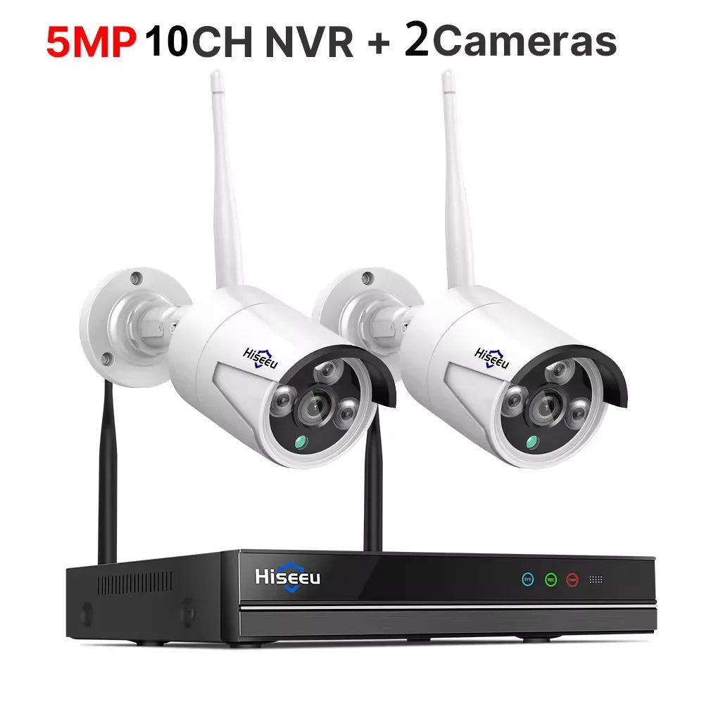 Hiseeu 3/5/8MP Sistema de Cámaras WiFi con NVR 10CH