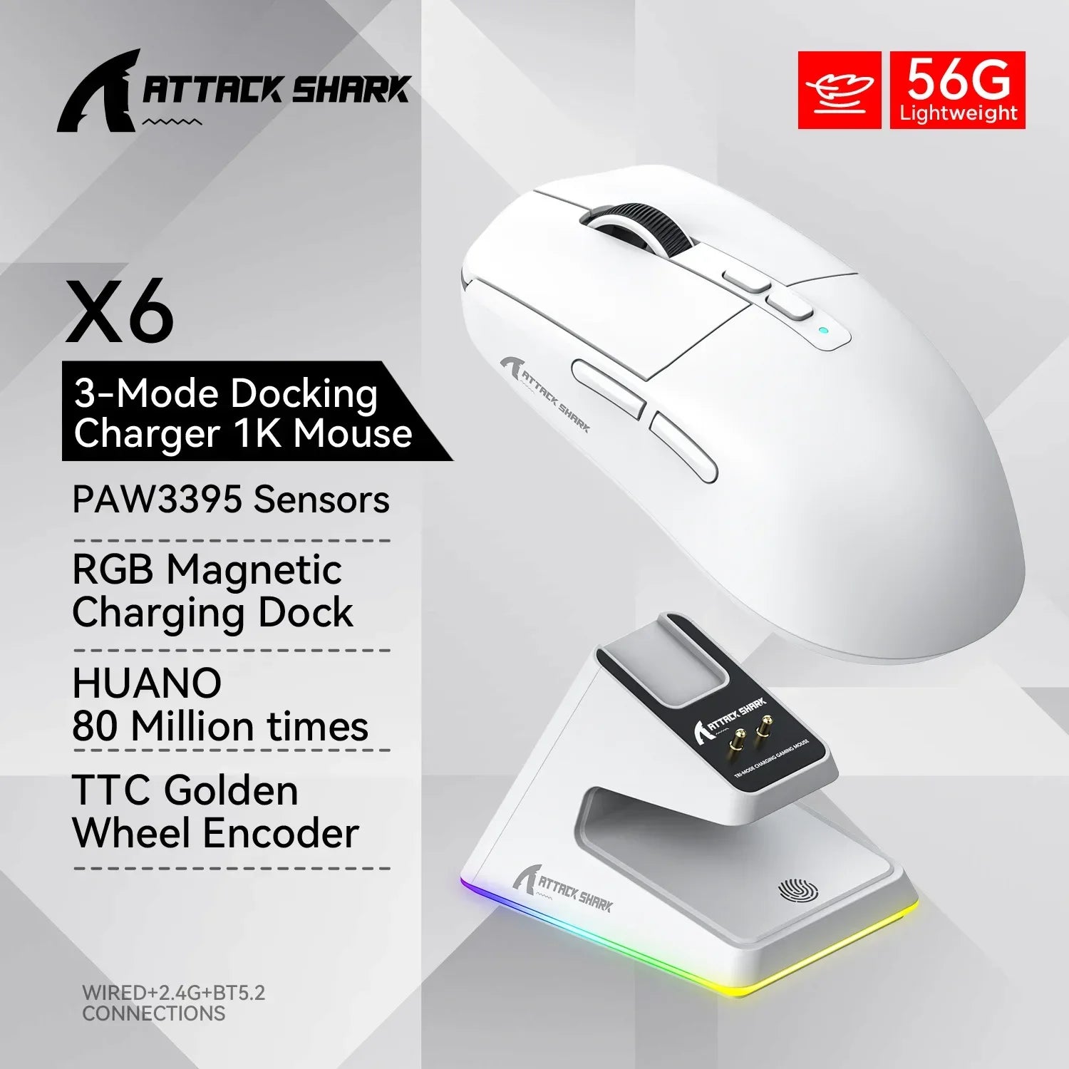 Attack Shark X6 Tri-Mode Wireless Mouse