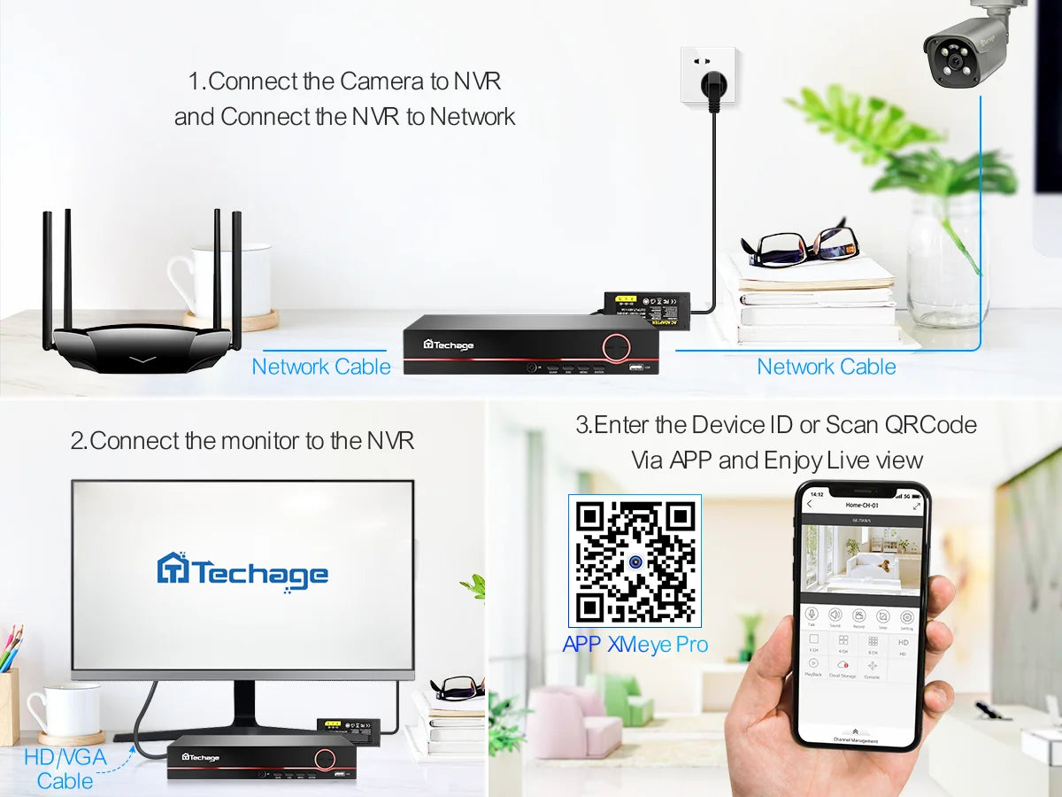 Techage Kit 8CH 4K 8MP PoE con Cámaras PTZ y Audio Bidireccional