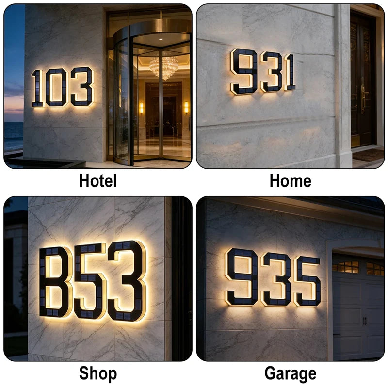 Luz LED Solar para Números de Casa Impermeable