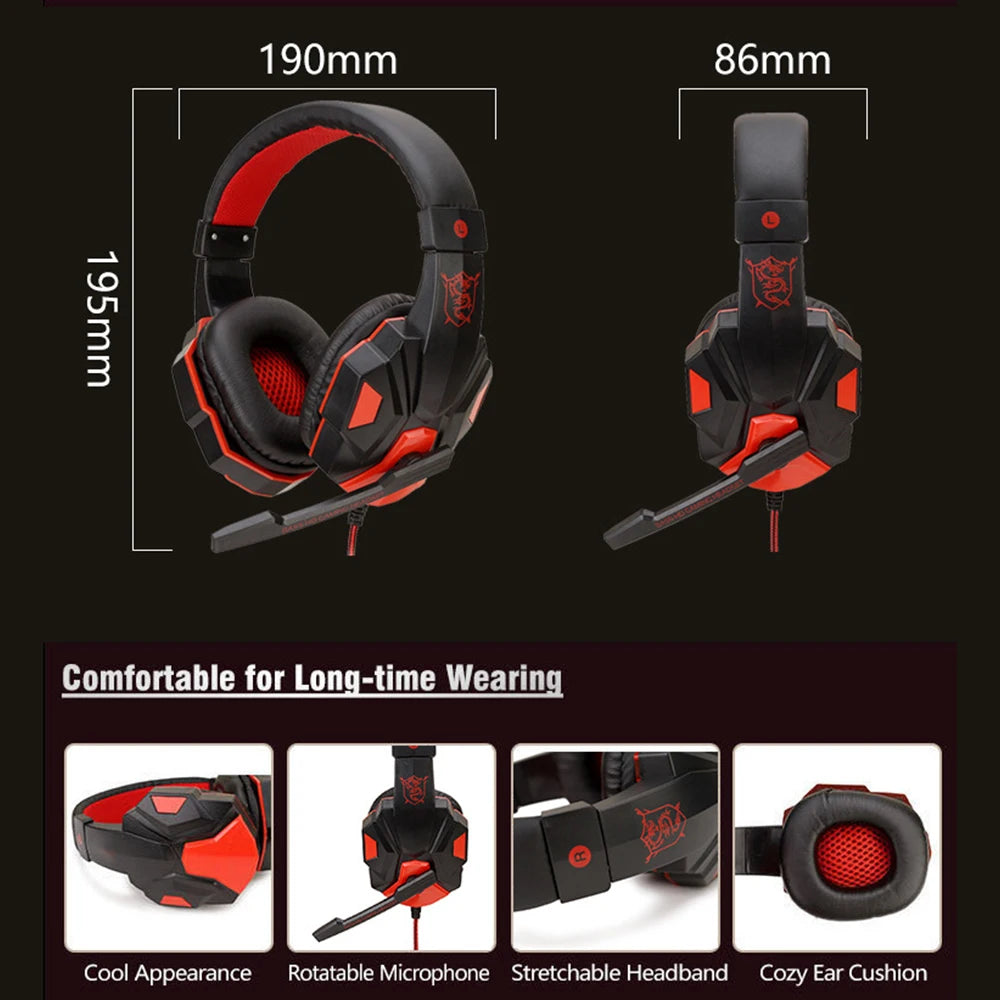 3.5mm Wired Gaming Headphone Game Headset Noise Cancelling Earphone With Microphone Volume Control For Switch Laptop PC Computer