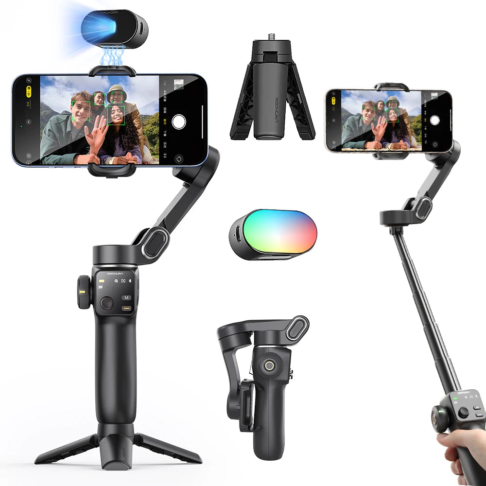 Estabilizador Gimbal AOCHUAN Smart V8 3 Ejes con Trípode