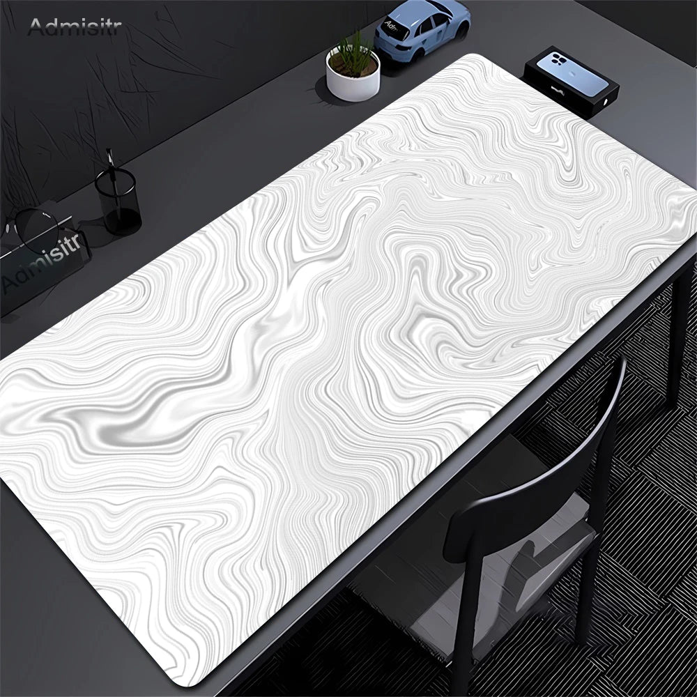 XXL Desk Mat Black And White Strata Liquid Mousepad