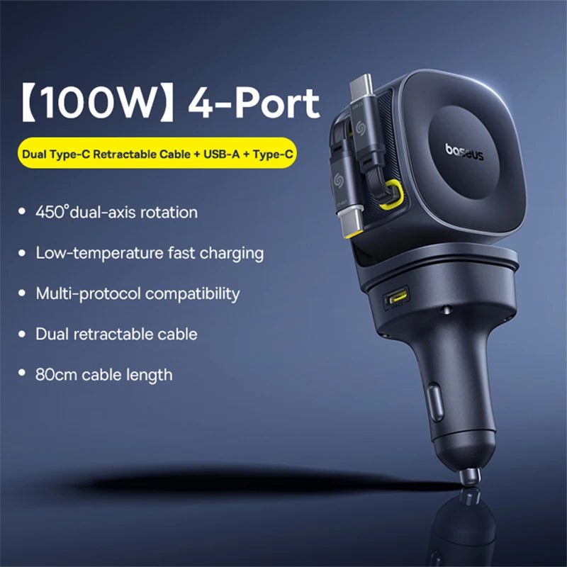 Baseus 100W Car Charger PD QC Fast Charging Dual