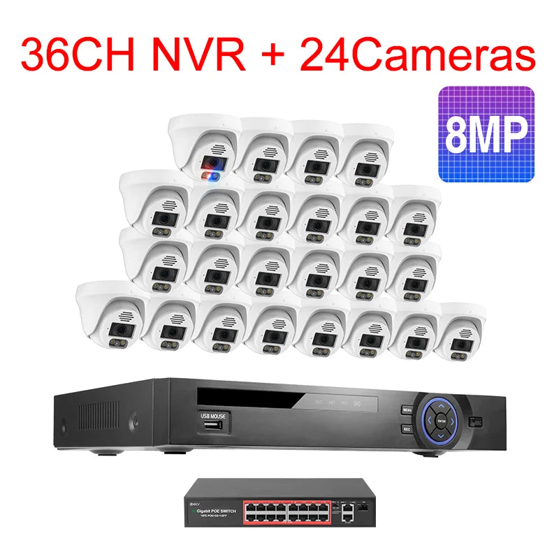 Techage Sistema de Cámaras PoE 4K 8MP 36CH con Audio Bidireccional y IA