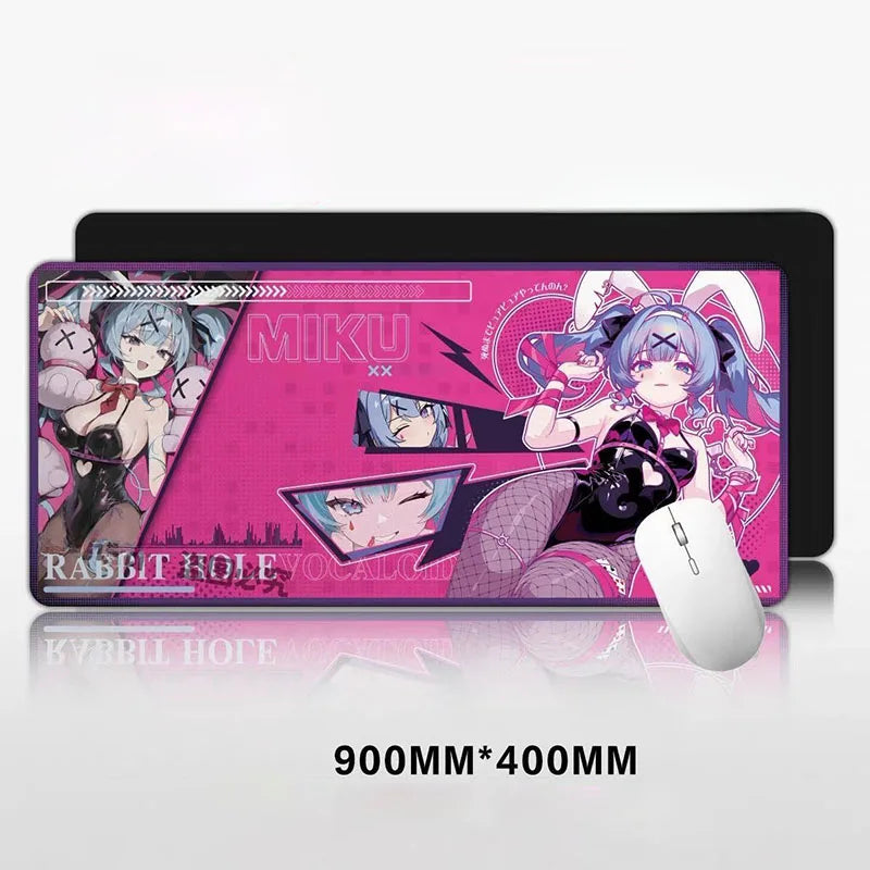 Hatsune Miku Large Mouse Pad Anime Gaming Desk Mat Non Slip Rubber Base Locked Edge Keyboard Mat for PC Gamer Fans Perfect Gifts